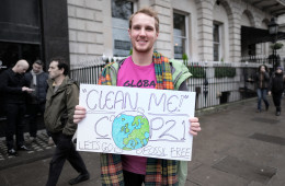 A demonstrator at the "COP21" climate change summit in Paris. Photo: Alisdare Hickson via Flickr