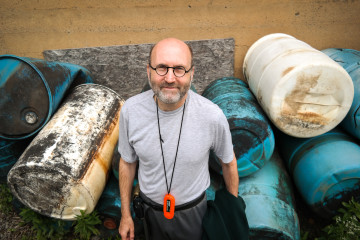 In his native Australia, sailing is just something you do. So when John Norton moved to Pittsburgh, it was only a matter of time before he decided to launch a catamaran on the Ohio River. Photo: Lou Blouin