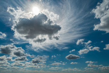 A blue sky with white clouds