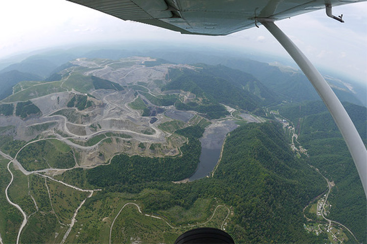 Aerial view of mountaintop remova