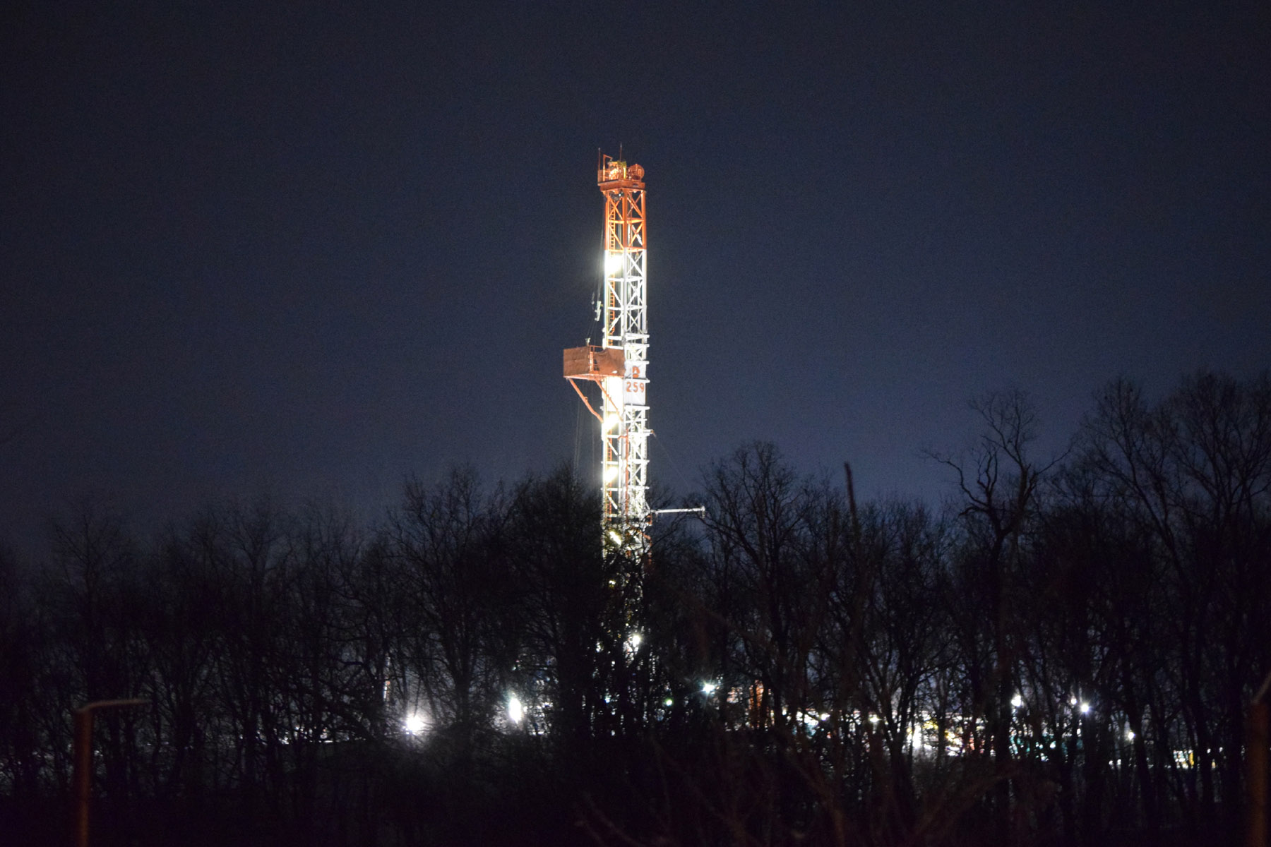 A natural gas drilling rig