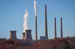 stacks of a power plant