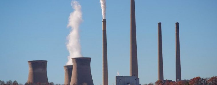 stacks of a power plant