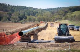 Pipeline with construction equipment