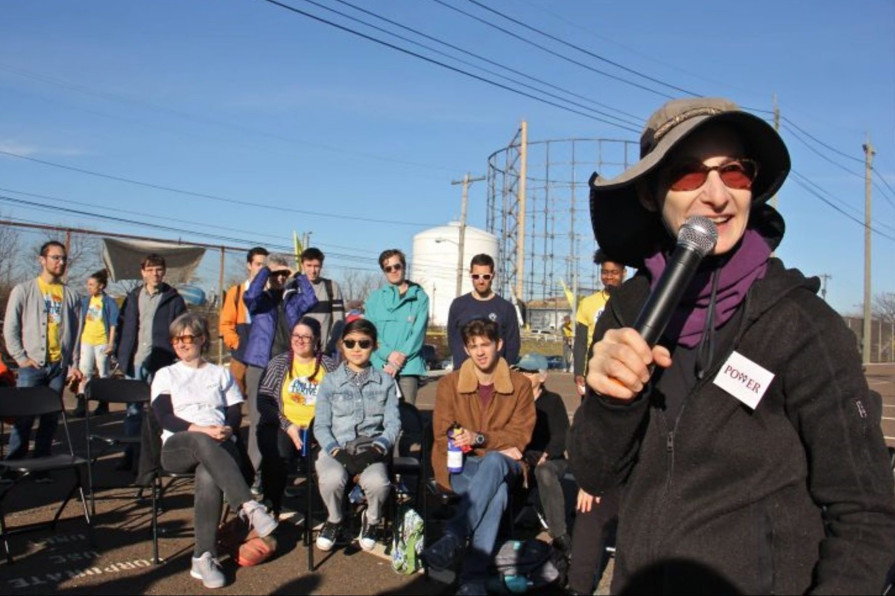 Rabbi Julie Greenberg at a rally