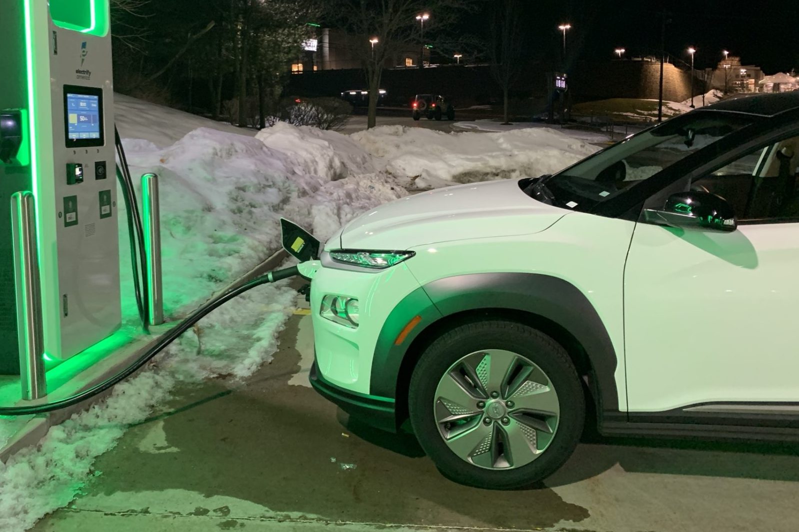Electric Vehicle at a charging station