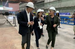 Energy Secretary with workers