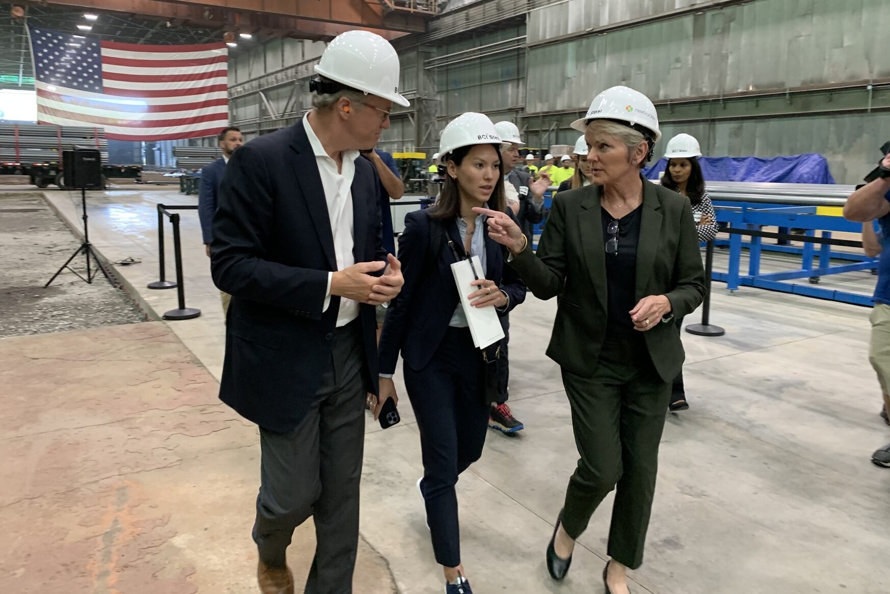 Energy Secretary with workers