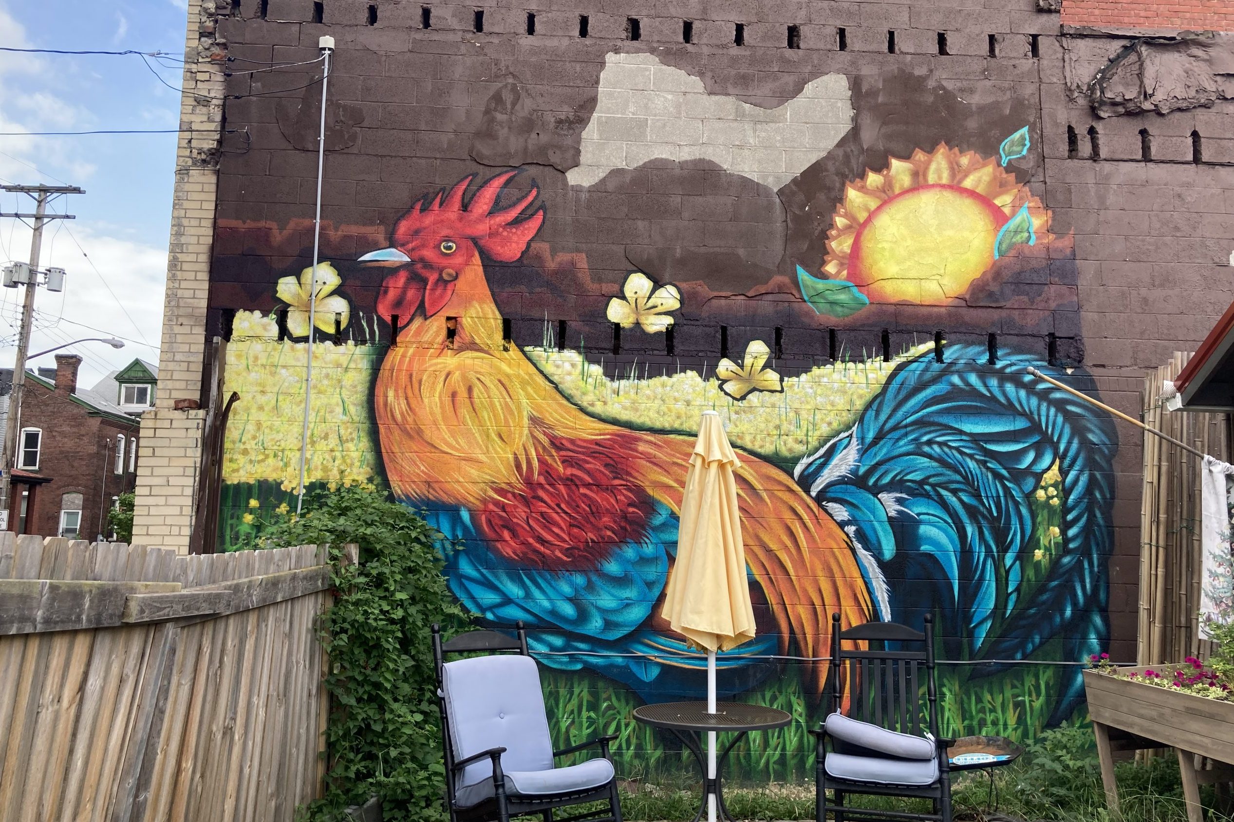 rooster mural