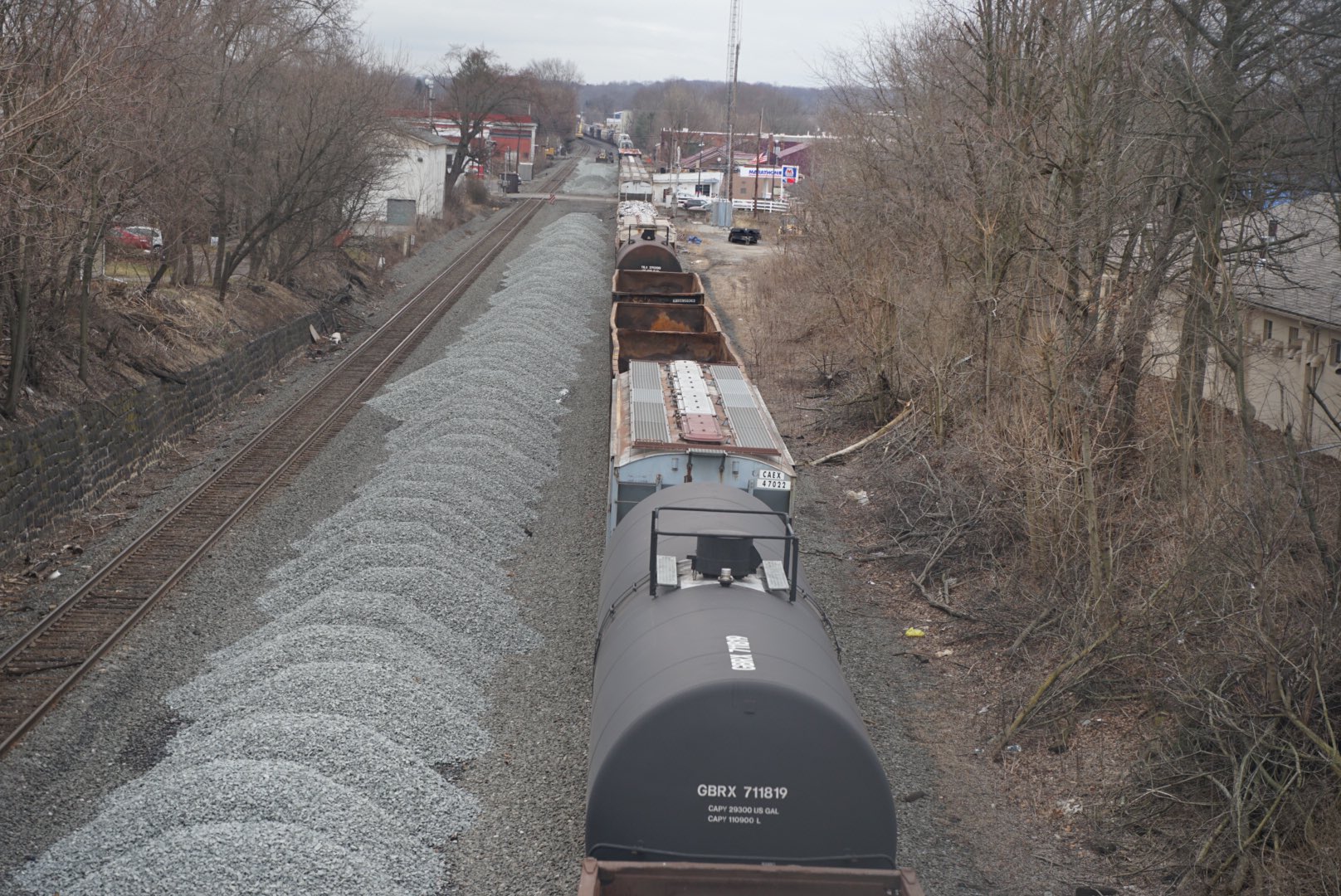 A train running along the track