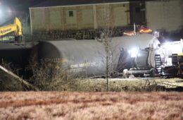 Rail cars at the cleanup site