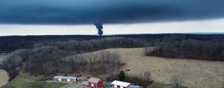 Smoke cloud from burning vinyl chloride.