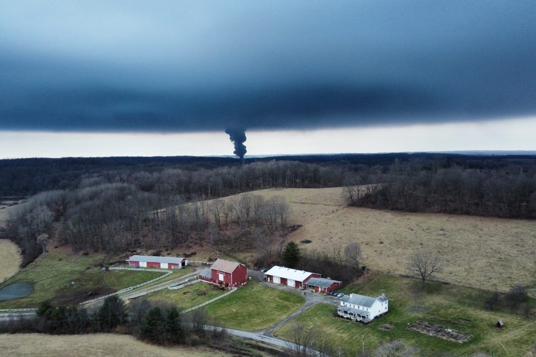 Smoke cloud from burning vinyl chloride.