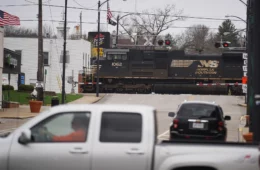 A train passes through East Palestine, Ohio,
