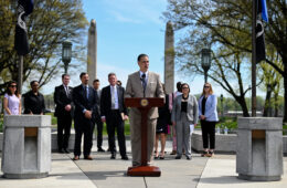 Pennsylvania Acting Department of Environmental Protection Secretary Rich Negrin at a podium