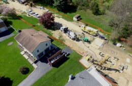 Above shot of energy pipeline and sinkhole