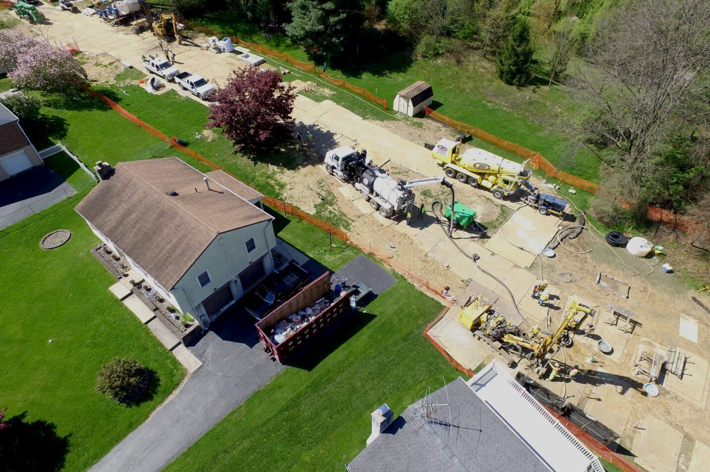 Above shot of energy pipeline and sinkhole