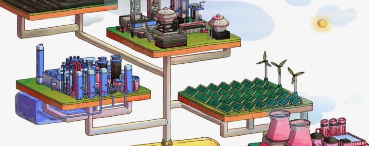 A graphic showing different kinds of fuel sources to make hydrogen