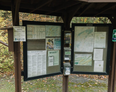 A bulletin board in Rothrock State Forest