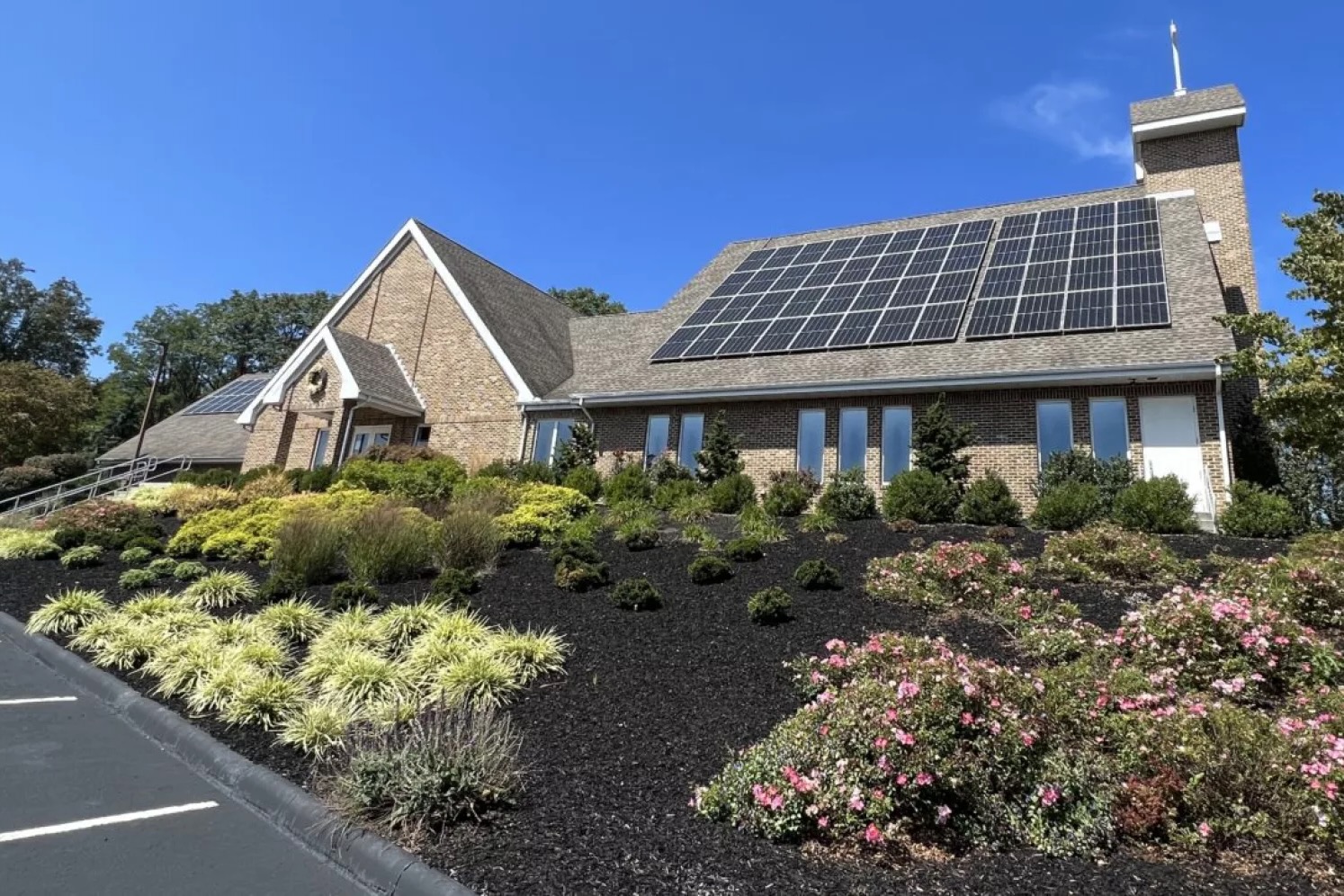 A church with solar panels