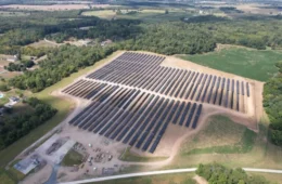 An aerial view of the 80 MW solar field in Adams County.