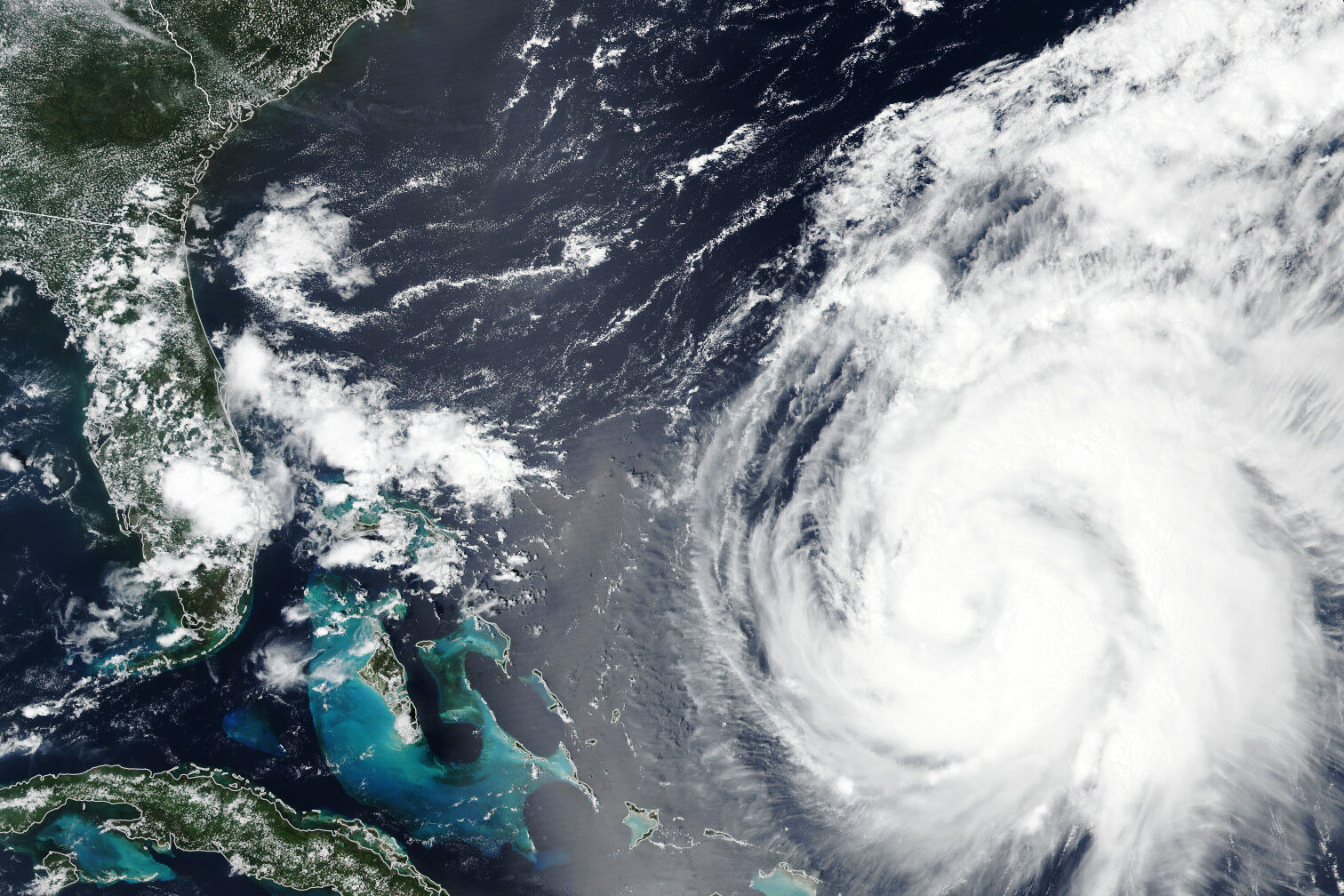 Image of a large hurricane headed to the southeastern U.S.