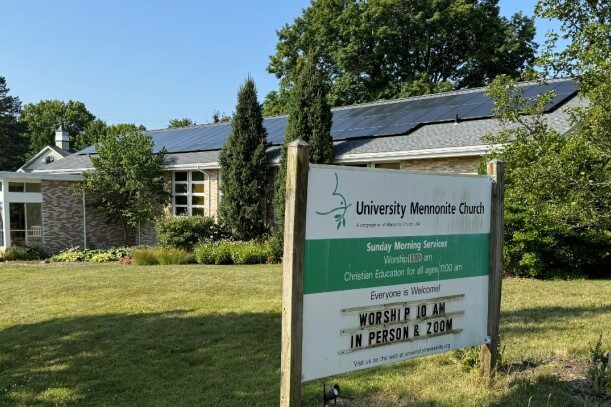 A church with solar panels