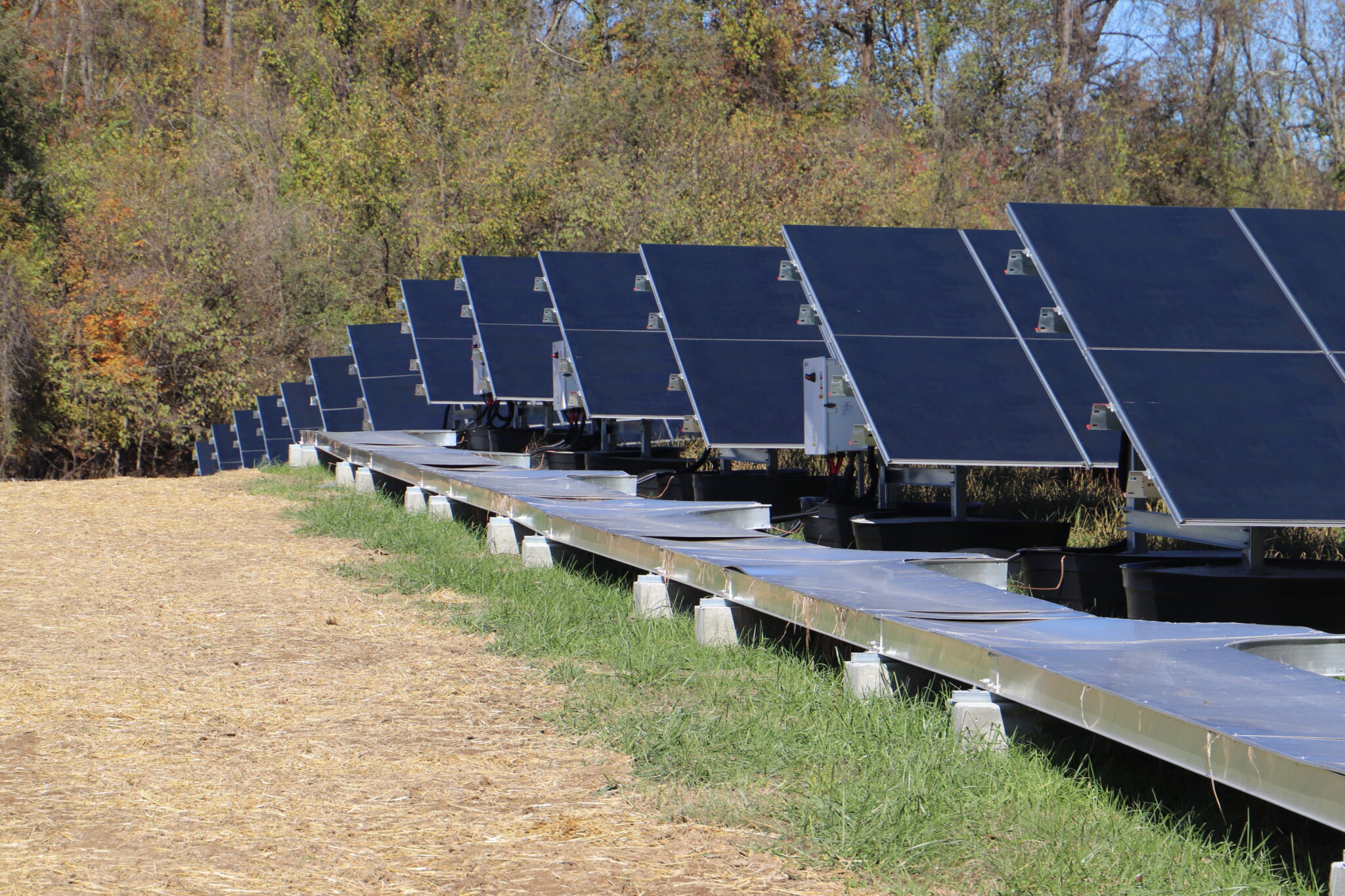 Rows of solar panels.